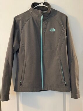 The North Face Gray Fleece Jacket with Aqua Trim